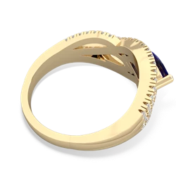 Lab Sapphire Diamond Rivers 14K Yellow Gold ring R3070