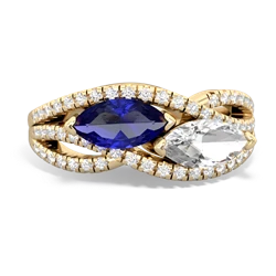 Lab Sapphire Diamond Rivers 14K Yellow Gold ring R3070