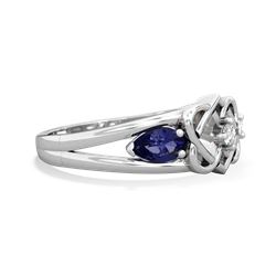 Lab Sapphire Hearts Intertwined 14K White Gold ring R5880