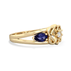 Lab Sapphire Hearts Intertwined 14K Yellow Gold ring R5880