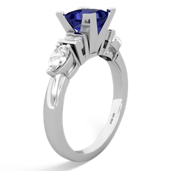 Lab Sapphire 6Mm Princess Eternal Embrace Engagement 14K White Gold ring C2002