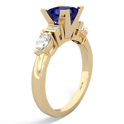 Lab Sapphire 6Mm Princess Eternal Embrace Engagement 14K Yellow Gold ring C2002