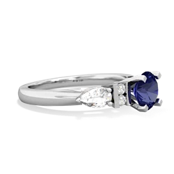 Lab Sapphire 6Mm Round Eternal Embrace Engagement 14K White Gold ring R2005