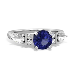 Lab Sapphire 6Mm Round Eternal Embrace Engagement 14K White Gold ring R2005