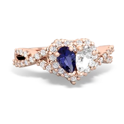 Lab Sapphire Diamond Twist 'One Heart' 14K Rose Gold ring R2640HRT