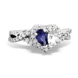 Lab Sapphire Diamond Twist 'One Heart' 14K White Gold ring R2640HRT