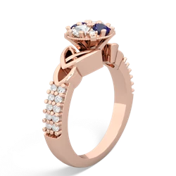 Lab Sapphire Celtic Knot Cluster Engagement 14K Rose Gold ring R26443RD