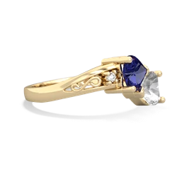 Lab Sapphire Snuggling Hearts 14K Yellow Gold ring R2178