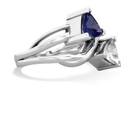 Lab Sapphire Split Band Swirl 14K White Gold ring R2341