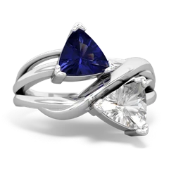 Lab Sapphire Split Band Swirl 14K White Gold ring R2341