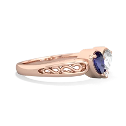 Lab Sapphire Filligree 'One Heart' 14K Rose Gold ring R5070