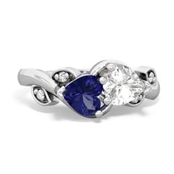 Lab Sapphire Floral Elegance 14K White Gold ring R5790