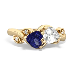 Lab Sapphire Floral Elegance 14K Yellow Gold ring R5790