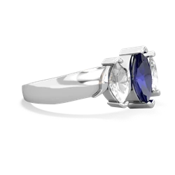 Lab Sapphire Three Peeks 14K White Gold ring R2433