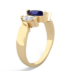 Lab Sapphire Three Peeks 14K Yellow Gold ring R2433