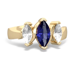 Lab Sapphire Three Peeks 14K Yellow Gold ring R2433