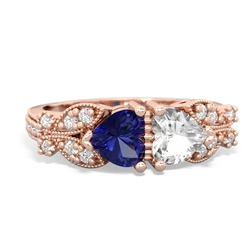 Lab Sapphire Diamond Butterflies 14K Rose Gold ring R5601