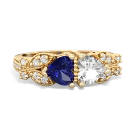 Lab Sapphire Diamond Butterflies 14K Yellow Gold ring R5601