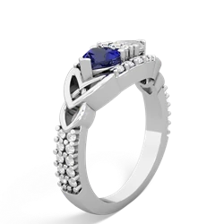 Lab Sapphire Sparkling Celtic Knot 14K White Gold ring R2645