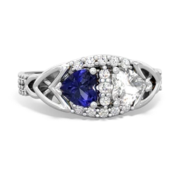 Lab Sapphire Sparkling Celtic Knot 14K White Gold ring R2645