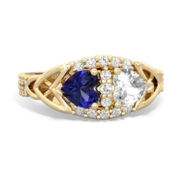 Lab Sapphire Sparkling Celtic Knot 14K Yellow Gold ring R2645