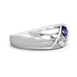 Lab Sapphire Men's Streamline 14K White Gold ring R0460