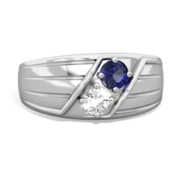 Lab Sapphire Men's Streamline 14K White Gold ring R0460