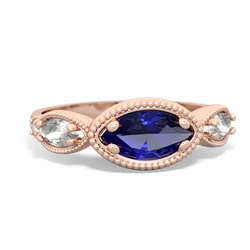 Lab Sapphire Milgrain Marquise 14K Rose Gold ring R5700