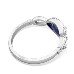Lab Sapphire Milgrain Marquise 14K White Gold ring R5700