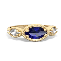 Lab Sapphire Milgrain Marquise 14K Yellow Gold ring R5700