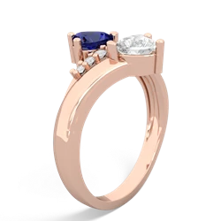 Lab Sapphire Heart To Heart 14K Rose Gold ring R2064