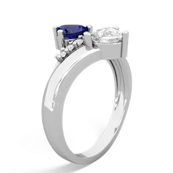 Lab Sapphire Heart To Heart 14K White Gold ring R2064