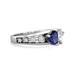 Lab Sapphire Heart To Heart 14K White Gold ring R3342