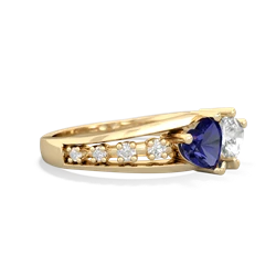 Lab Sapphire Heart To Heart 14K Yellow Gold ring R3342