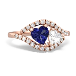 Lab Sapphire Mother And Child 14K Rose Gold ring R3010