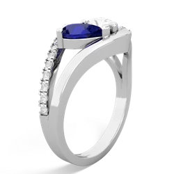 Lab Sapphire Nestled Heart Keepsake 14K White Gold ring R5650