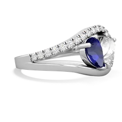 Lab Sapphire Nestled Heart Keepsake 14K White Gold ring R5650