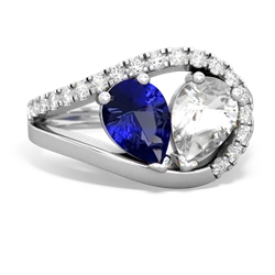 Lab Sapphire Nestled Heart Keepsake 14K White Gold ring R5650