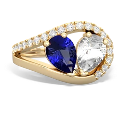 Lab Sapphire Nestled Heart Keepsake 14K Yellow Gold ring R5650