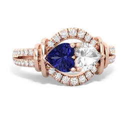 Lab Sapphire Art-Deco Keepsake 14K Rose Gold ring R5630