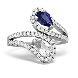 Lab Sapphire Diamond Dazzler 14K White Gold ring R3000