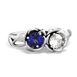 Lab Sapphire Rose Garden 14K White Gold ring R5510