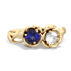 Lab Sapphire Rose Garden 14K Yellow Gold ring R5510