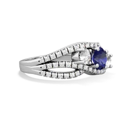 Lab Sapphire Three Stone Aurora 14K White Gold ring R3080