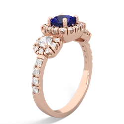 Lab Sapphire Regal Halo 14K Rose Gold ring R5350