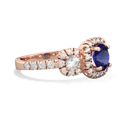 Lab Sapphire Regal Halo 14K Rose Gold ring R5350