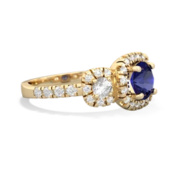 Lab Sapphire Regal Halo 14K Yellow Gold ring R5350