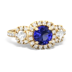 Lab Sapphire Regal Halo 14K Yellow Gold ring R5350