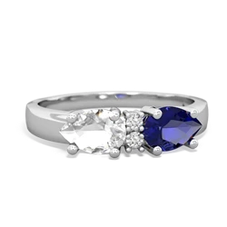 Lab Sapphire Pear Bowtie 14K White Gold ring R0865