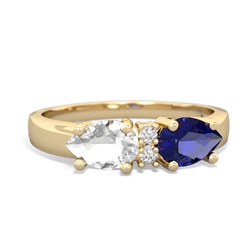 Lab Sapphire Pear Bowtie 14K Yellow Gold ring R0865